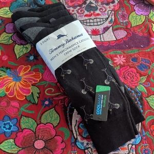 Tommy Bahama Men's Black and Gray Crew Socks - 5 Pack